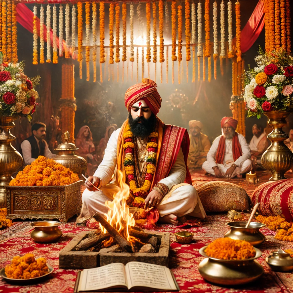 Pandit-Ji-performing-a-marriage-ceremony-in-Patna-Bihar